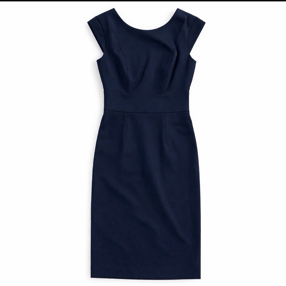 The Limited Navy Cap Sleeve Midi Sheath Dress
